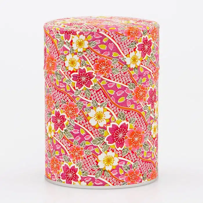 Boîte à thé japonaise Koya en papier washi, motifs colorés appliqués à la main, vue principale