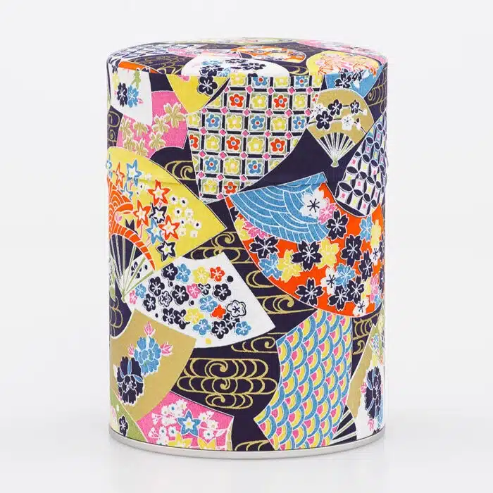 Boîte à thé Kushiro fermée, papier washi japonais coloré et design élégant