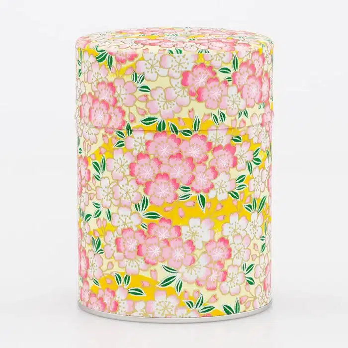 Boîte à thé japonaise Owase en papier washi, motifs colorés appliqués à la main, vue principale