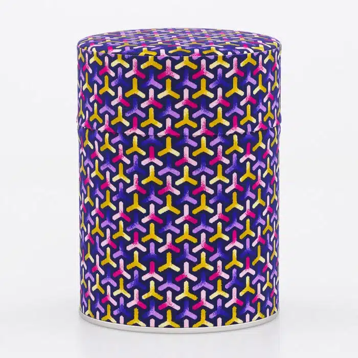 Boîte à thé Yubari fermée, papier washi japonais rouge et motifs élégants appliqués à la main