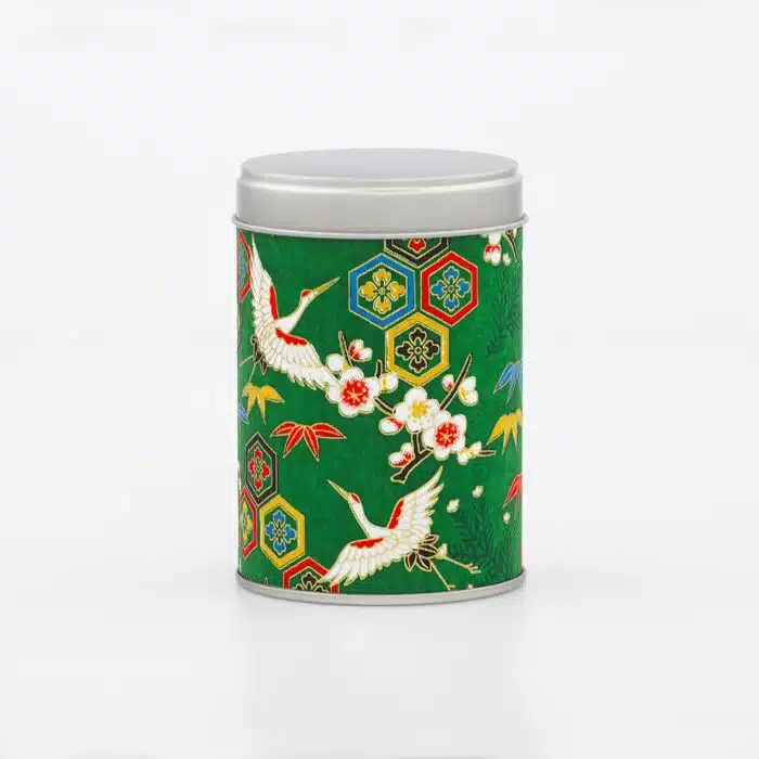 Boîte à thé Arida 50g fermée, papier washi japonais coloré et design élégant