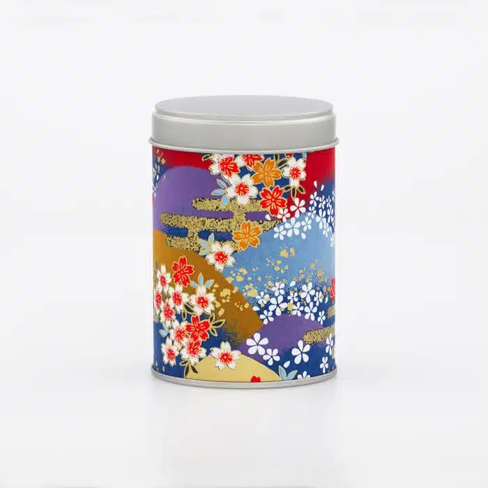 Boîte à thé Toyono 50g fermée, papier washi japonais coloré et design élégant