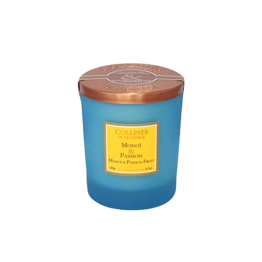 Bougie parfumée Monoï & Passion – Collines de Provence 180g
